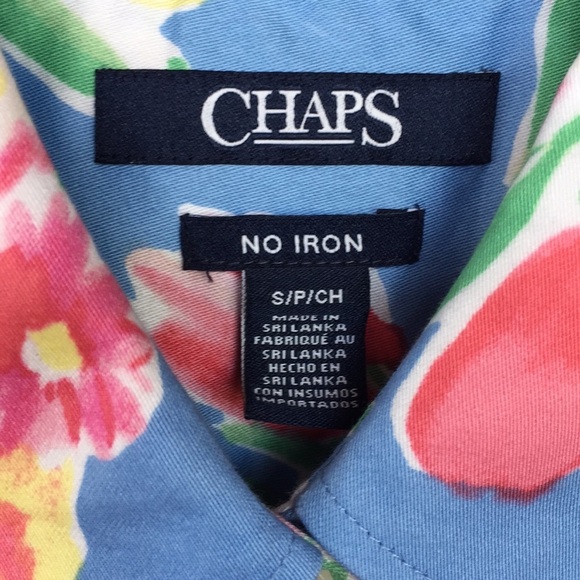 Chaps Blue Floral Button Down Top - Picture 2 of 6